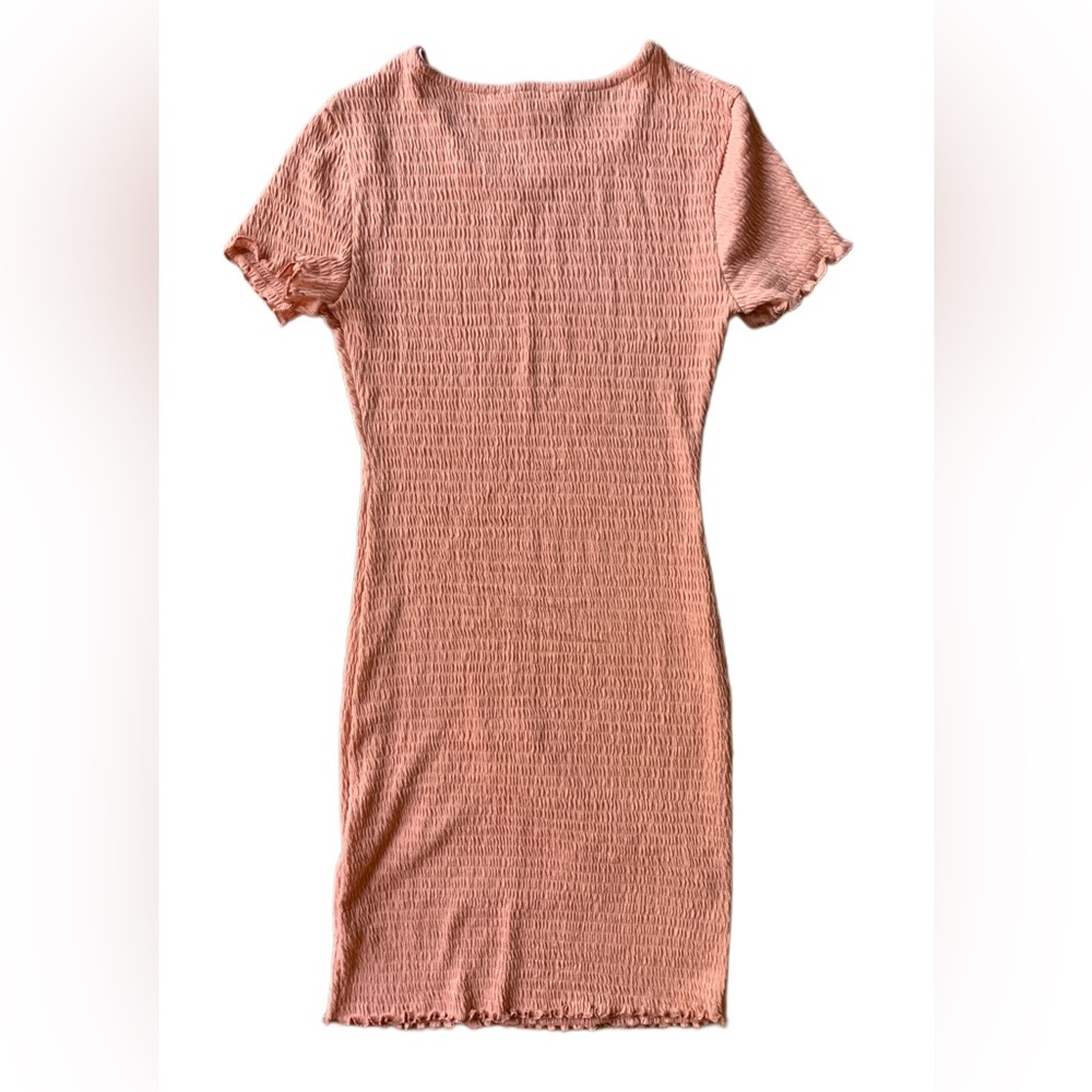 See You Monday Women’s Crinkle Stretchy Soft Pink pullover Dress Size:M - Picture 2 of 3